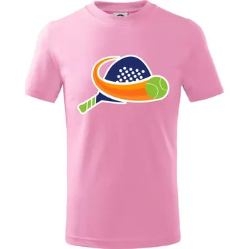 Chlapecké tričko Padel logo barevné - Tričko dětské bavlněné - 98 cm / 2 roky ( Růžová )