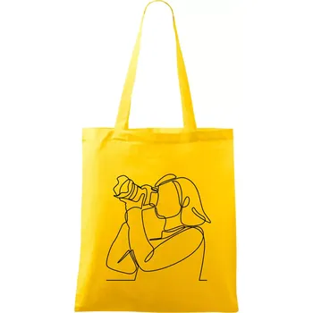 Fotografka stojící jedním tahem - Taška bavlněná - 42 x 38 cm ( Žlutá )