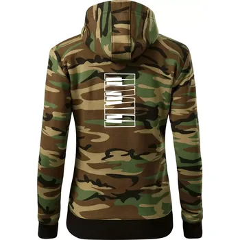 Dámská mikina Klávesy svisle - Dámská mikina trendy zipper s kapucí - XS ( Hnědý maskáč )