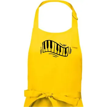 Kuchyňská zástěra Klávesy kreslené - Pánská zástěra na vaření - Univerzální velikost ( Žlutá )