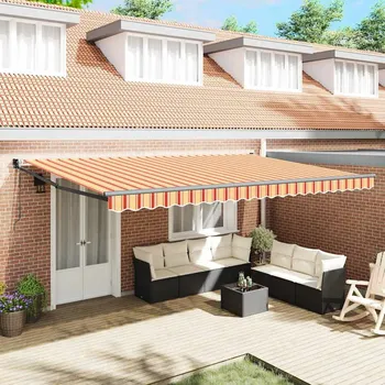 Markýza ZBXL Budsorovatelné zastřešení Krémová 500 × 300 cm Textil a kov