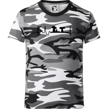 Chlapecké tričko EKG houbař - Dětské maskáčové triko - 122 cm/6 let ( Šedý maskáč )