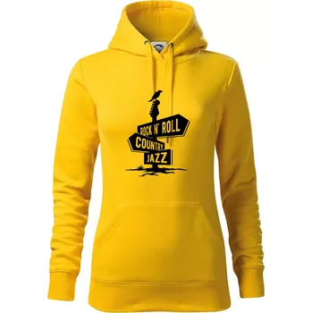 Dámská mikina Kytara rozcestník - Mikina dámská Cape s kapucí - S ( Žlutá )