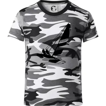 Chlapecké tričko Katamarán na vodě - Dětské maskáčové triko - 134 cm/8 let ( Šedý maskáč )