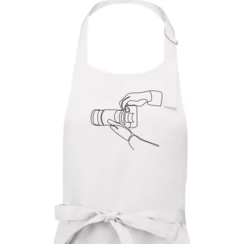 Kuchyňská zástěra Fotograf jedním tahem - Dámská zástěra na vaření - Univerzální velikost ( Bílá )