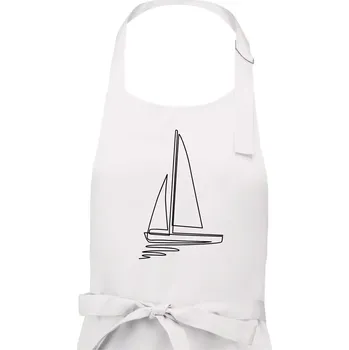 Kuchyňská zástěra Plachetnice jedním tahem - Dámská zástěra na vaření - Univerzální velikost ( Bílá )