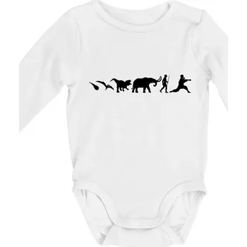 Bojové umění od pravěku - Body kojenecké s dlouhým rukávem - Dlouhý r. do 3 měs ( Bílá )