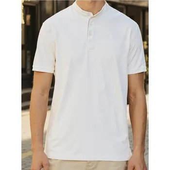 Pánská móda Sinsay - Henley tričko - bílá - 556EY-00X - 556EY-00X-2XL-1