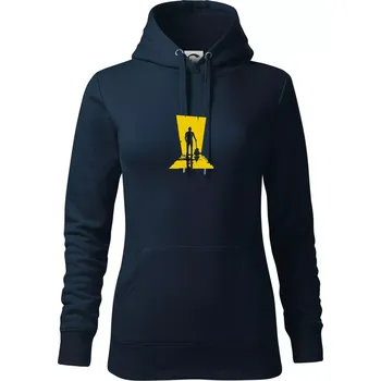 Dámská mikina Kytarista ve tmě - Mikina dámská Cape s kapucí - 2XL ( Námořní modrá (velmi tmavá - téměř černá) )