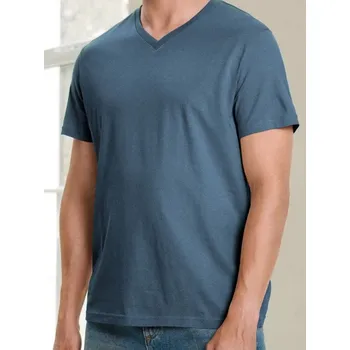Pánské tričko Sinsay - Tričko basic s výstřihem do V - indigo - 537EY-57X - 537EY-57X-S