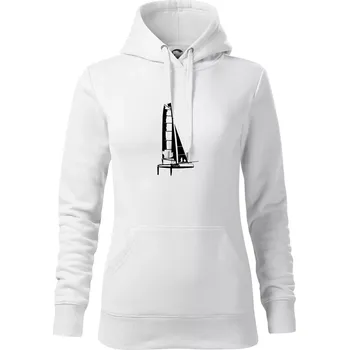 Dámská mikina Katamarán z boku - Mikina dámská Cape s kapucí - L ( Bílá )