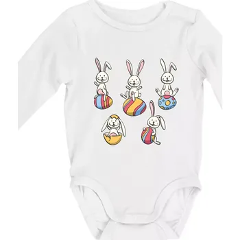 Velikonoční zajíci - Body kojenecké s dlouhým rukávem - Dlouhý r. 3-6 měs ( Bílá )