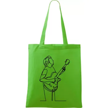 Nákupní taška Kytarista jedním tahem - Taška bavlněná - 42 x 38 cm ( Apple Green )