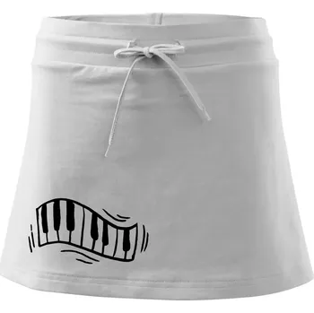 Dámská sukně Klávesy kreslené - Sportovní sukně - two in one - XS ( Bílá )