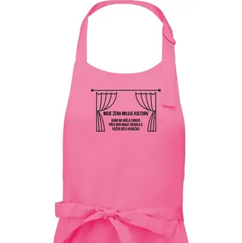 Kuchyňská zástěra Žena miluje kulturu - Pánská zástěra na vaření - Univerzální velikost ( Růžová )
