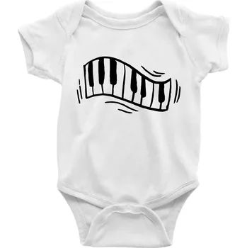 Kojenecký body Klávesy kreslené - Body kojenecké s krátkým rukávem - Krátký r. do 3 měs ( Bílá )