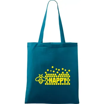 Bee Happy - Taška bavlněná - 42 x 38 cm ( Petrolejová )