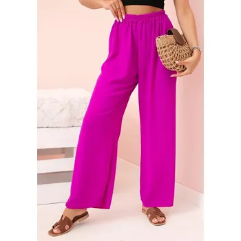 Dámské kalhoty Kalhoty se širokými nohavicemi tmavě fialová UNI