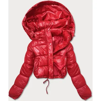 Červená krátká péřová bunda typu crop (d2-3831-16) odstíny červené XXL (44)