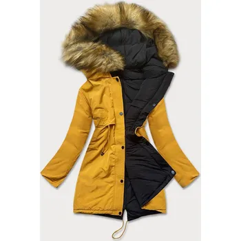 Žluto-černá oboustranná dámská zimní bunda (m-136) odstíny žluté S (36)