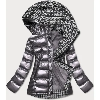 Šedá dámská prošívaná bunda s kapucí (xw817x) odstíny šedé XL (42)