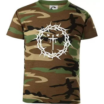 Chlapecké tričko Jesus zmrtvýchvstání - Dětské maskáčové triko - 134 cm/8 let ( Hnědý maskáč )