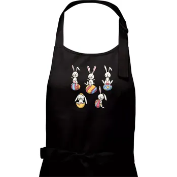 Kuchyňská zástěra Velikonoční zajíci - Dámská zástěra na vaření - Univerzální velikost ( Černá )