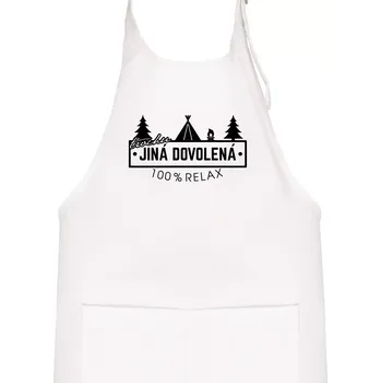Kuchyňská zástěra Trochu jiná dovolená stan - Dětská zástěra na vaření - Univerzální velikost ( Bílá )