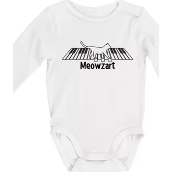 Kojenecký body Meowzart - Body kojenecké s dlouhým rukávem - Dlouhý r. do 3 měs ( Bílá )