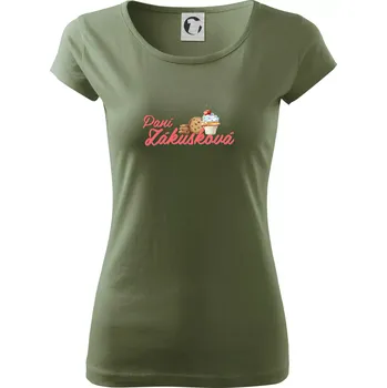 Dámské tričko Paní zákusková - psací - Dámské triko Pure - XS ( Khaki )