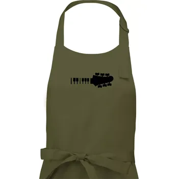 Kuchyňská zástěra Klávesy a kytara - Pánská zástěra na vaření - Univerzální velikost ( Khaki )