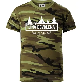 Chlapecké oblečení Trochu jiná dovolená stan - Dětské maskáčové triko - 104-110cm / 3-4 roky ( Zelený maskáč )