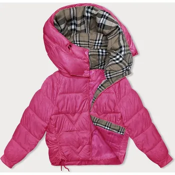 Dámská bunda ve fuchsijové barvě pro přechodné období s károvanou podšívkou (842) odstíny růžové L (40)