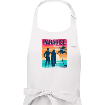 Kuchyňská zástěra Paradise - barevný čtverec - Pánská zástěra na vaření - Univerzální velikost ( Bílá )