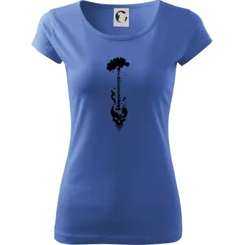 Dámské tričko Kytara strom a lebka - Dámské triko Pure - S ( Azurově modrá )