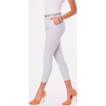 Dámské kalhoty Kalhoty + opasek - s puntíky 48012-2 Barva: Šedá, Velikost: L