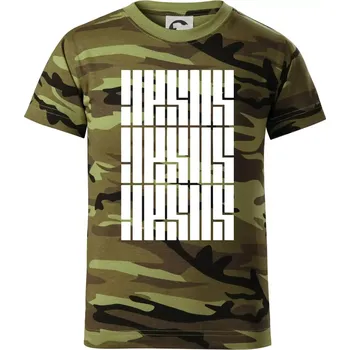 Jesus nápis - Dětské maskáčové triko - 104-110cm / 3-4 roky ( Zelený maskáč )