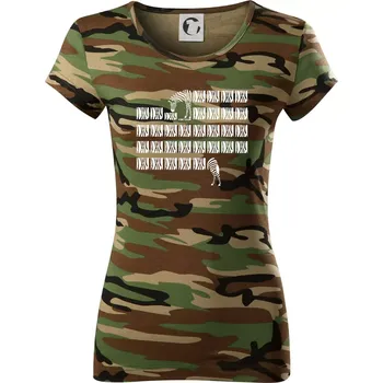 Zebra dlouhá - Dámské maskáčové triko - XL ( Hnědý maskáč )