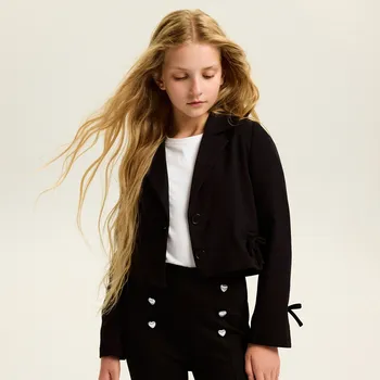 Dívčí bunda Reserved - Krátké sako s viskózou - černý - 001EH-99X - 001EH-99X-152