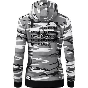 Dámská mikina Zebra dlouhá - Dámská mikina trendy zipper s kapucí - XL ( Šedý maskáč )
