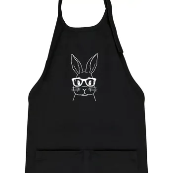 Kuchyňská zástěra Králík s brýlemi - Dětská zástěra na vaření - Univerzální velikost ( Černá )