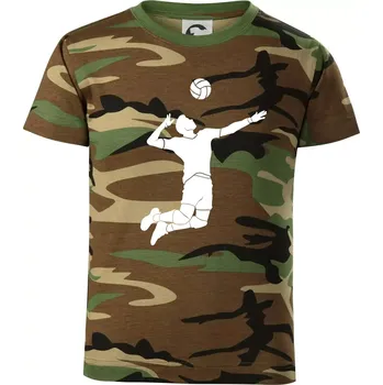 Chlapecké tričko Volejbal nápřah muž - Dětské maskáčové triko - 104-110cm / 3-4 roky ( Hnědý maskáč )