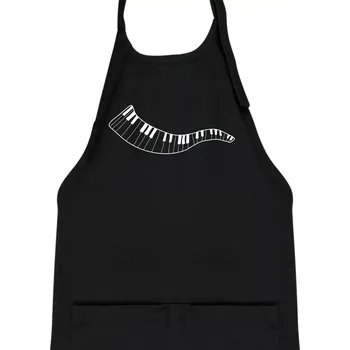 Kuchyňská zástěra Klávesy vlna - Dětská zástěra na vaření - Univerzální velikost ( Černá )
