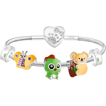 Náramek Stříbrný dětský náramek Beads - sada - motýl, drak, koala - AP93-0457