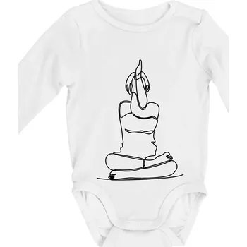 Kojenecký body Jóga v sedu jedním tahem - Body kojenecké s dlouhým rukávem - Dlouhý r. do 3 měs ( Bílá )