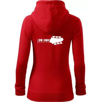 Dámská mikina Klávesy a kytara - Dámská mikina trendy zipper s kapucí - M ( Červená )