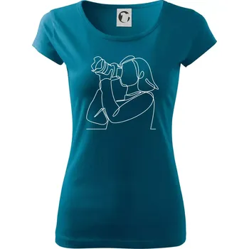 Dámské tričko Fotografka stojící jedním tahem - Dámské triko Pure - XL ( Petrolejová )
