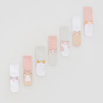 Dívčí spodní prádlo Reserved - 7pack bavlněných ponožek - vícebarevná - 255GE-MLC - 255GE-MLC-K37