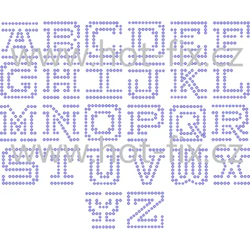 F024 - písmena abecedy nažehlovací hot-fix kamínkový potisk na textil, velikost cca 4,2x4,2cm barva kamenů - písmena: kameny barva 101/N Crystal /stříbrná, písmeno: písmeno R