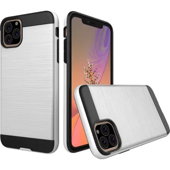 Odolný kryt na iPhone 11 Pro Max - Stříbrná broušená textura